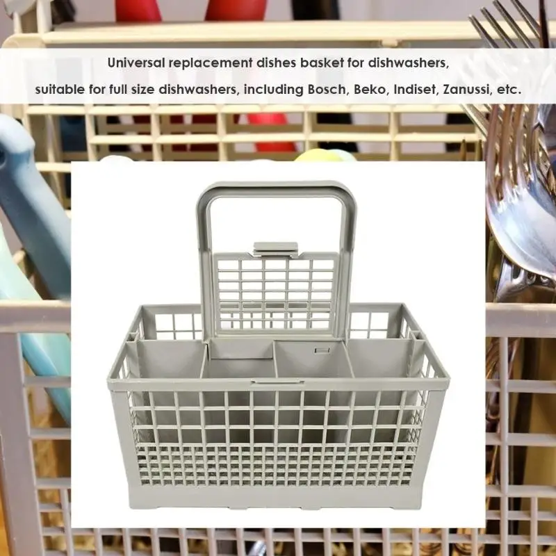Universal Dishwasher Cutlery Basket High Capacity Plastic Gray Storage Box Household Kitchen Aid Storage Accessories Dropship