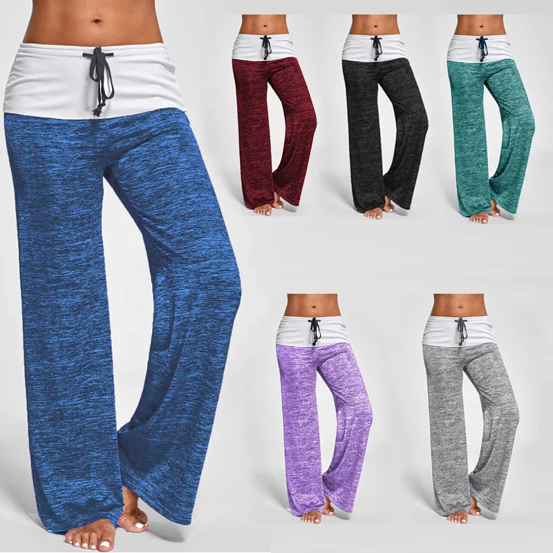 2020Spring summer Pants Lady Indoor High Waist Drawstring Loose Relaxed Leggings Capris Cotton Blend Training Sport Trousers A26 2020Spring summer Pants Lady Indoor High Waist Drawstring Loose Relaxed Leggings Capris Cotton Blend Training Sport Trousers A26