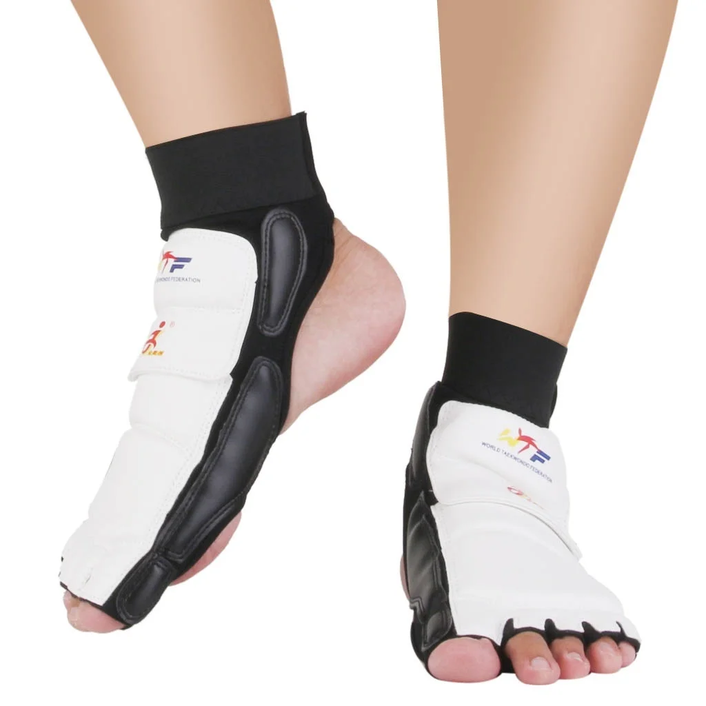 Пара протекторов для ног для тхэквондо из искусственной кожи для каратэ Sparring gear White