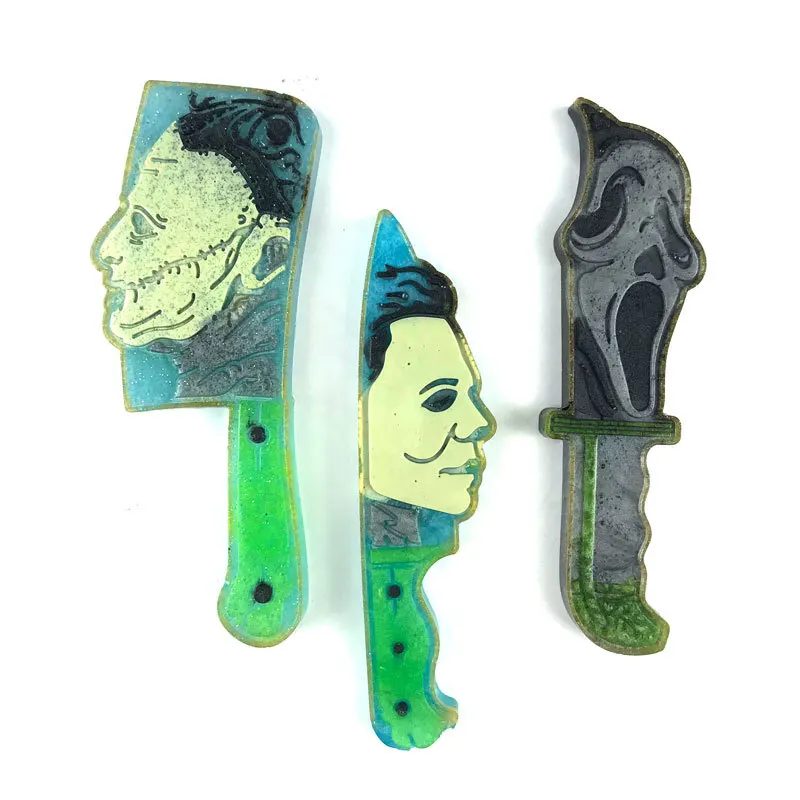 3 In 1 Horror Scream Knife Resin Mold Epoxy Dagger Shape Silicone Mould DIY Crafts Jewelry Making Casting | Дом и сад