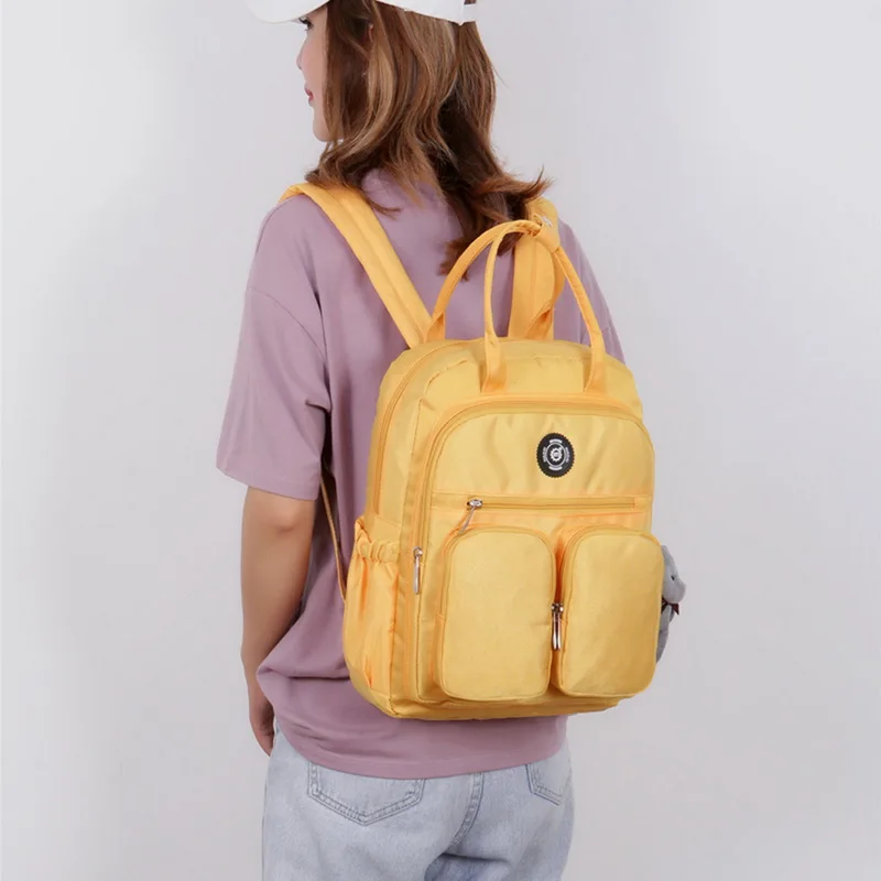 LITTHING Модная студенческая Холщовая Сумка через плечо, школьная сумка, туристический рюкзак, водонепроницаемый нейлоновый мягкий однотонный рюкзак на молнии, Mochila Feminina