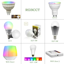 Milight GU10 E27 E14 MR16 RGB+CCT Led Bulb WiFi Controller Box1/ IBox 2 WIFI Controller milights light bulb with remote control kzkrsr original milight led bulbs 4w 5w 6w 9w gu10 e27 e14 rgbw rgbww lamp wireless control wifi 4zone 2 4g rf remote controller