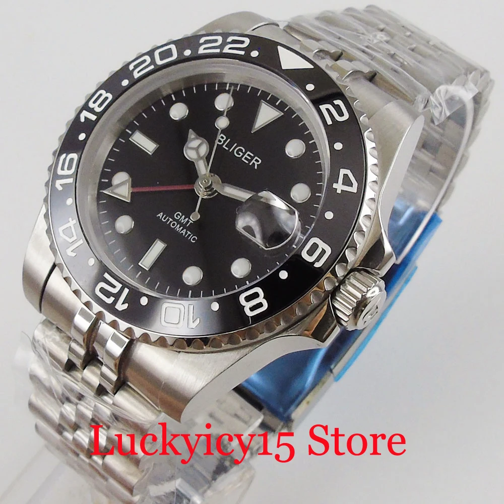 

BLIGER Brand Mechancial 40mm Men Watch Sapphire Glass Ceramic Bezel Stainless Steel Case Deployment Clasp