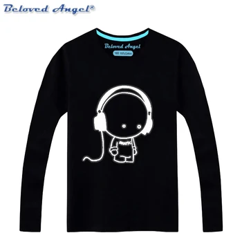 

Brand New Luminous Long Sleeve T-Shirt For Boys T Shirt Christmas Teen Girl Tops 3-15years Teenage Toddler Baby Clothes