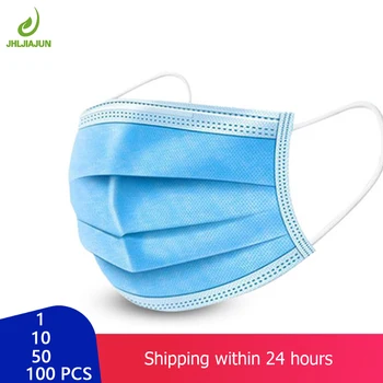 

50/100 pcs Disposable Mask 3 Ply Face Mouth Masks Haze Nonwoven Anti Dust Earloops Filter Masks