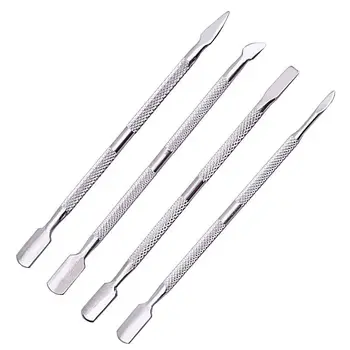 

4pcs/Lot Stainless Steel Cuticle Cuticula Remover Double Sided Finger Dead Skin Push Nail Cuticle Pusher Manicure Nail Care Tool