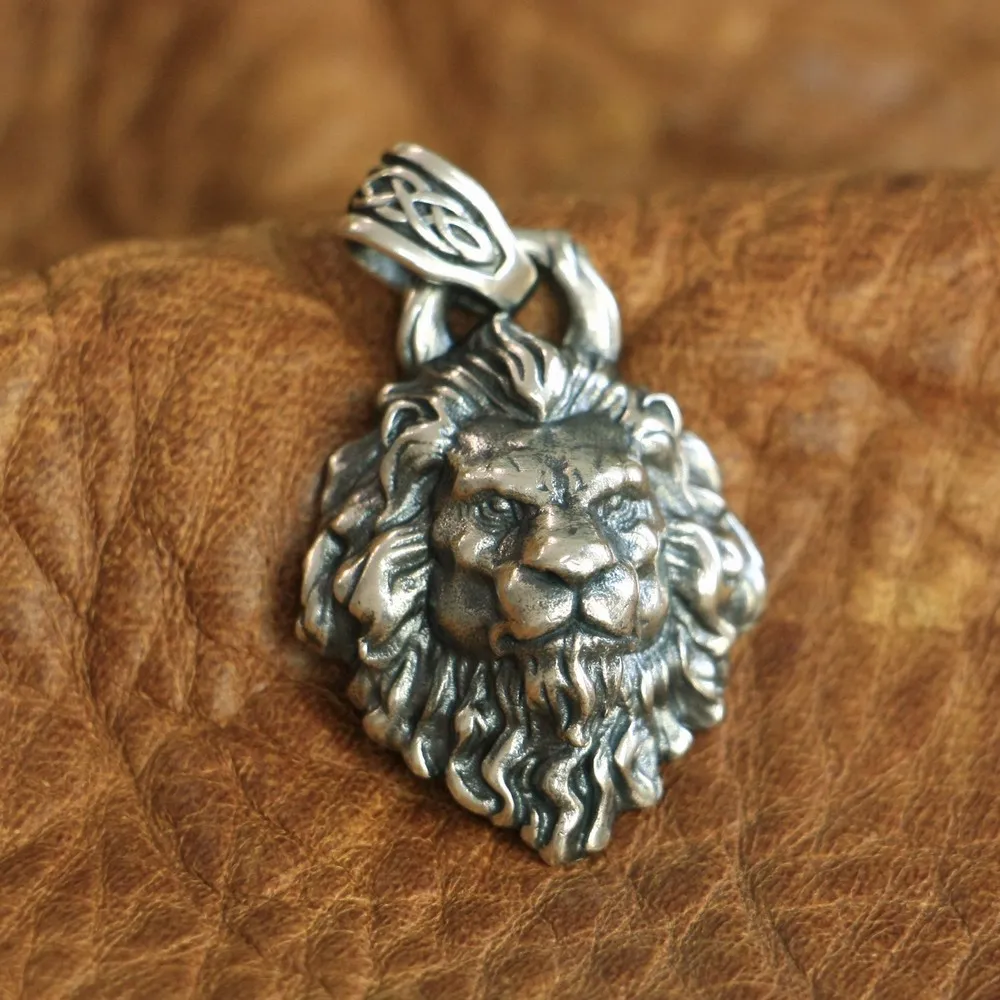 

USA Located King of Lion Pendant 925 Sterling Silver Mens Biker Punk Pendant TA112 JP 4PX