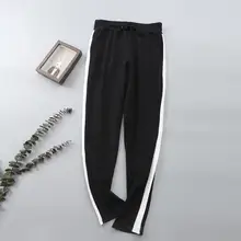 Женские полосатые уличные спортивные штаны, эластичные штаны для фитнеса и отдыха с карманом, женские повседневные спортивные штаны для бега и бега