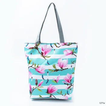 

Reusable Shopping Bag Floral Reusable Grocery Bags Printed borsa di tela Cute Beach Bag Fashion Eco Friendly Tote bag