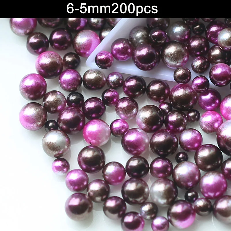 6-5mm 200pcs Смешанный Радужный цвет круглый искусственный жемчуг бусины без бусины с отверстиями Сделай Сам ремесла для женщин JS23 - Цвет: 6-5mm 200pcs
