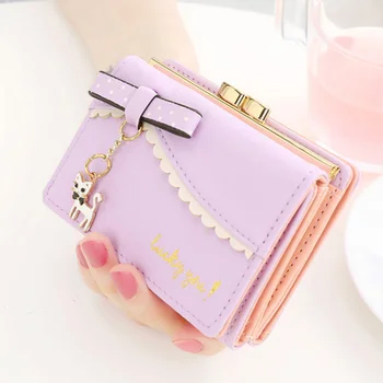 

Women Money Bag Coin Wallet Purse Card Cute Zipper Hasp Cat Pendant Cartoon Synthetic Leather Holders
