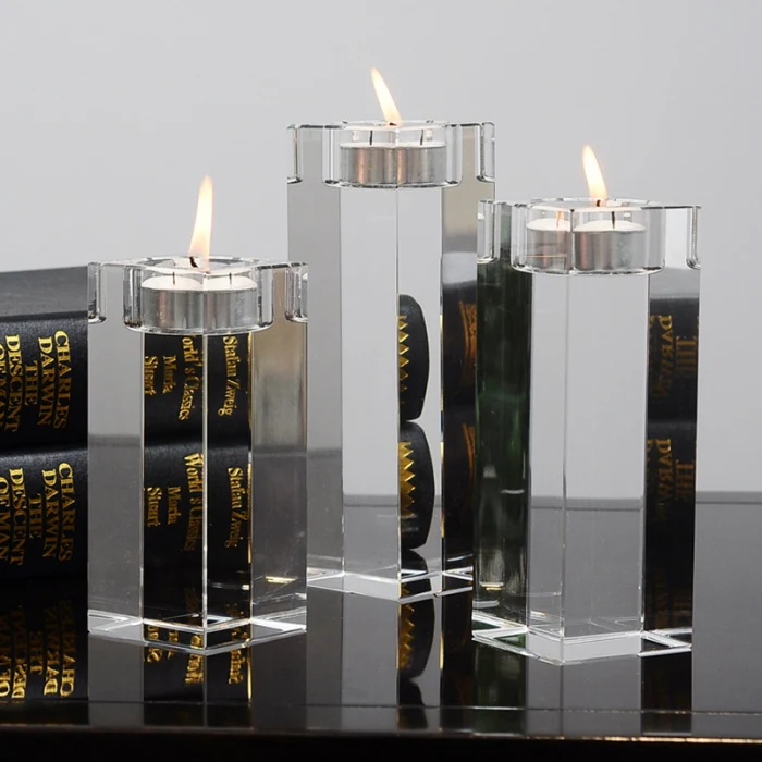 Подсвечник прозрачные стеклянные хрустальные для короткой свечи стоячий подсвечник Декор европейские украшения TE889