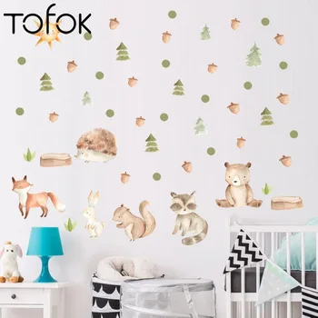 

Tofok DIY Animal Squirrel Rabbit Hedgehog Fox Wall Sticker for Kids Room Bedroom Living Room Self-adhesive Paper Wallpaper