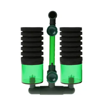 

Aquarium Fish Tank Biochemical Sponge Filter Air Pump Double Head w/ Suction Cup85WC