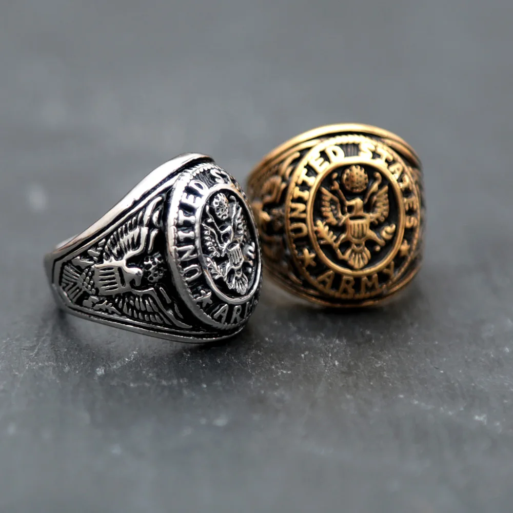 Vintage United States Military Rings for Men Badge Eagle Marine 