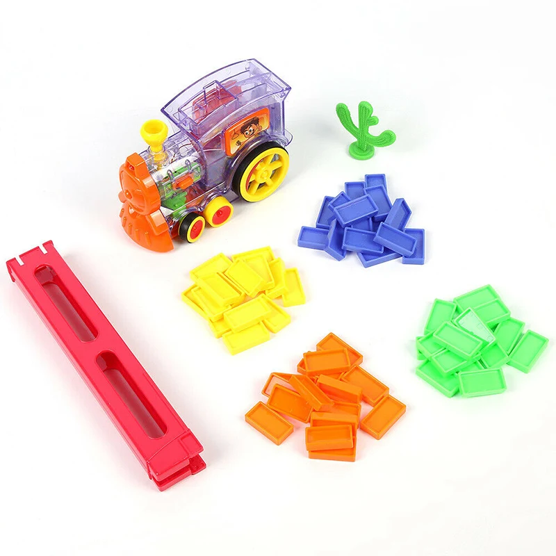 Domino Rally Electronic Train Model Kids Colorful Toy Set Children Girl Boy Gift