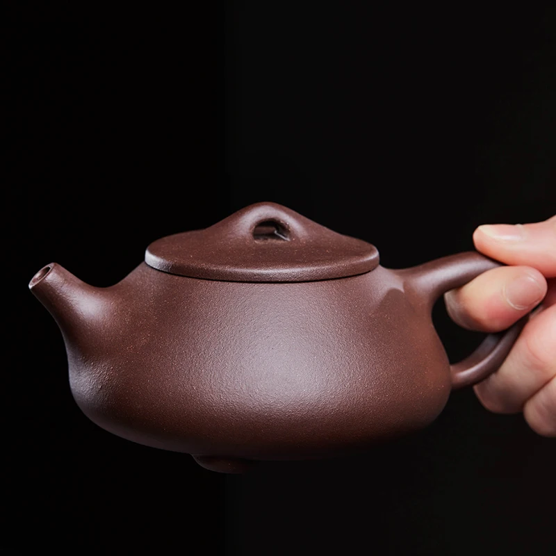 

|Yixing recommended pure manual authentic kung fu tea set undressed ore single teapot purple clay stone gourd ladle