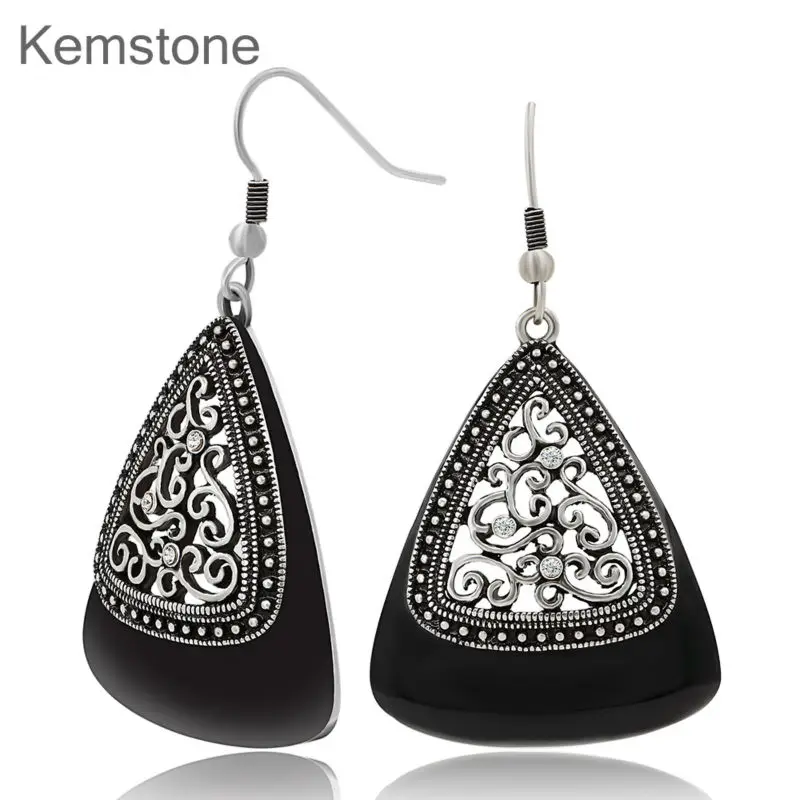 Женские винтажные серьги подвески Kemstone висячие розового и золотого цвета в стиле