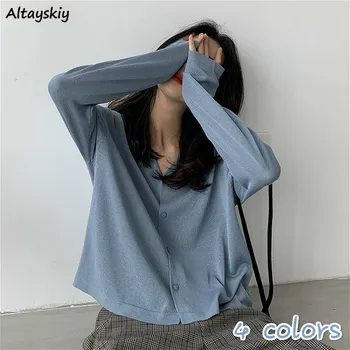 

Cardigans Women Ins Simple Elegant Solid Summer Sun-proof All-match Soft Ladies Outerwear Popular Korean Fashion Womens Knitwear