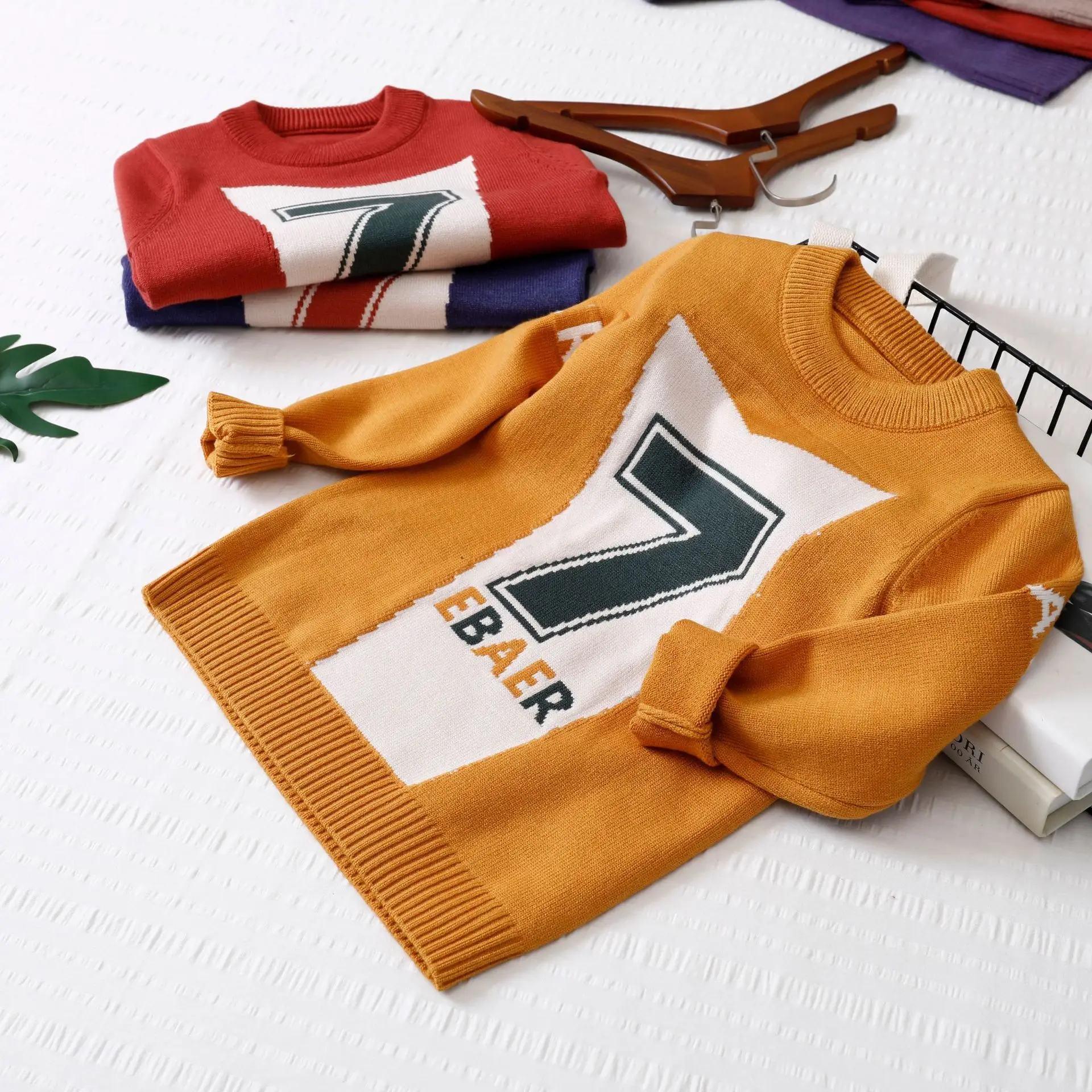 

Autumn And Winter 2018 New Products Boys with Numbers Printed Casual Big Boy Sweater Versatile