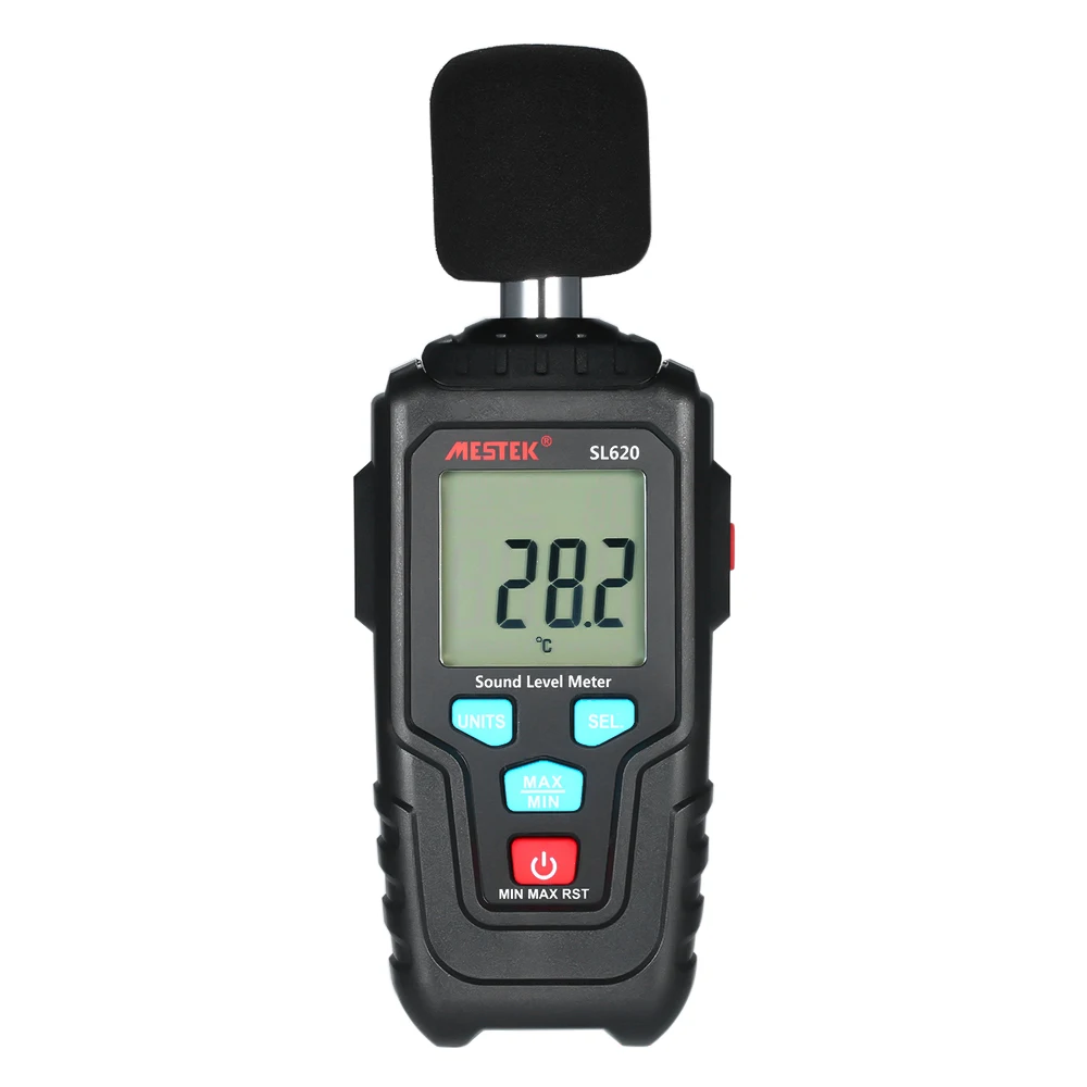 Цифровой измеритель уровня звука 35-135 дБ измеритель шума Мини децибелиметр децибел с термометром переключаемая функция подсветки