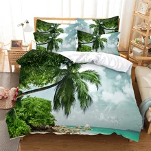 Parure de lit motif arbre 3D, ensemble de literie Digital, linge de maison, housse Super King, taie d'oreiller, couette, textile