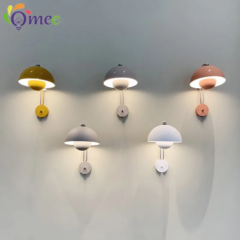 New Nordic led Indoor Wall lamp Mushroom E27 White bud bedside Child Wall lights For home bedroom Living room Aisle Deco Denmark