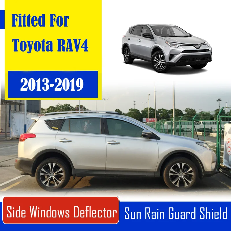

1 Set Chrome Side Vent Sun Shade Window Visors Rain Guard Deflectors For Toyota RAV4 2013-2019