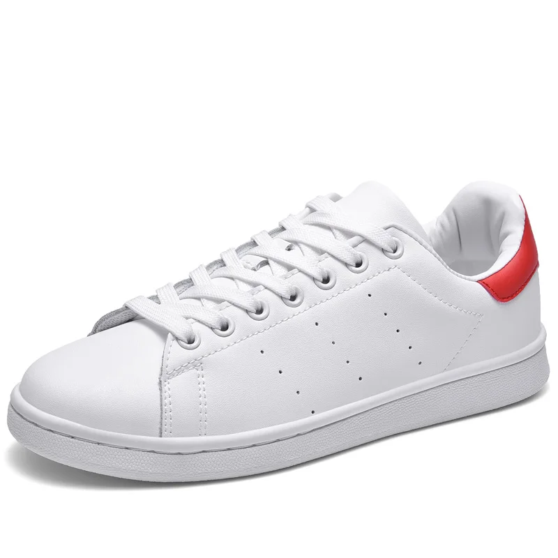 white red 20324 Женские кроссовки; модная дышащая обувь на плоской подошве; женская Вулканизированная обувь из искусственной кожи; классические белые теннисные туфли на платформе; feminino zapatos mujer - Цвет: white red 20324