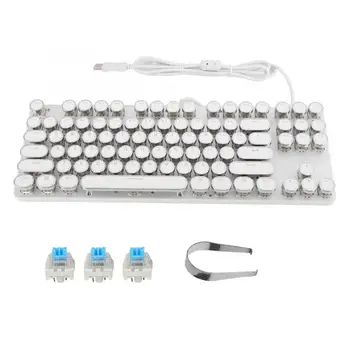 

HJK917-7 White Punk Electroplating Keyboard with Luminous Character Key Cap Computer Accessory