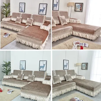 

European thick suede sofa covers for living room High quality comfortable couch cover Backrest cushion sofa set recliner cover