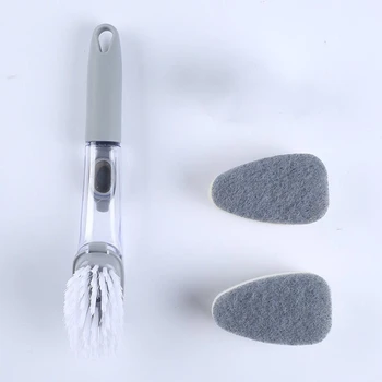 

Automatic Liquid Addition Sponge Dish Washing Brush Long Handle Refillable Bowls Cleaning Kitchen Clean Tools