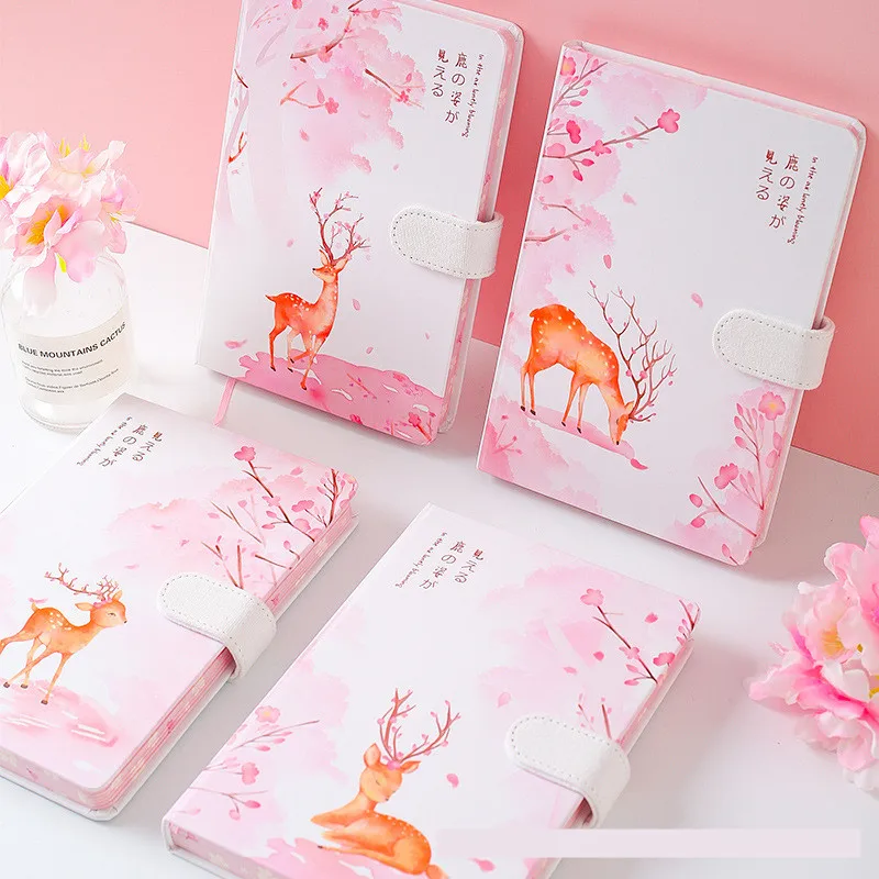 Kawaii Journal A5 блокнот с розовым оленем сетка пустой рисунок в горошек ежедневный