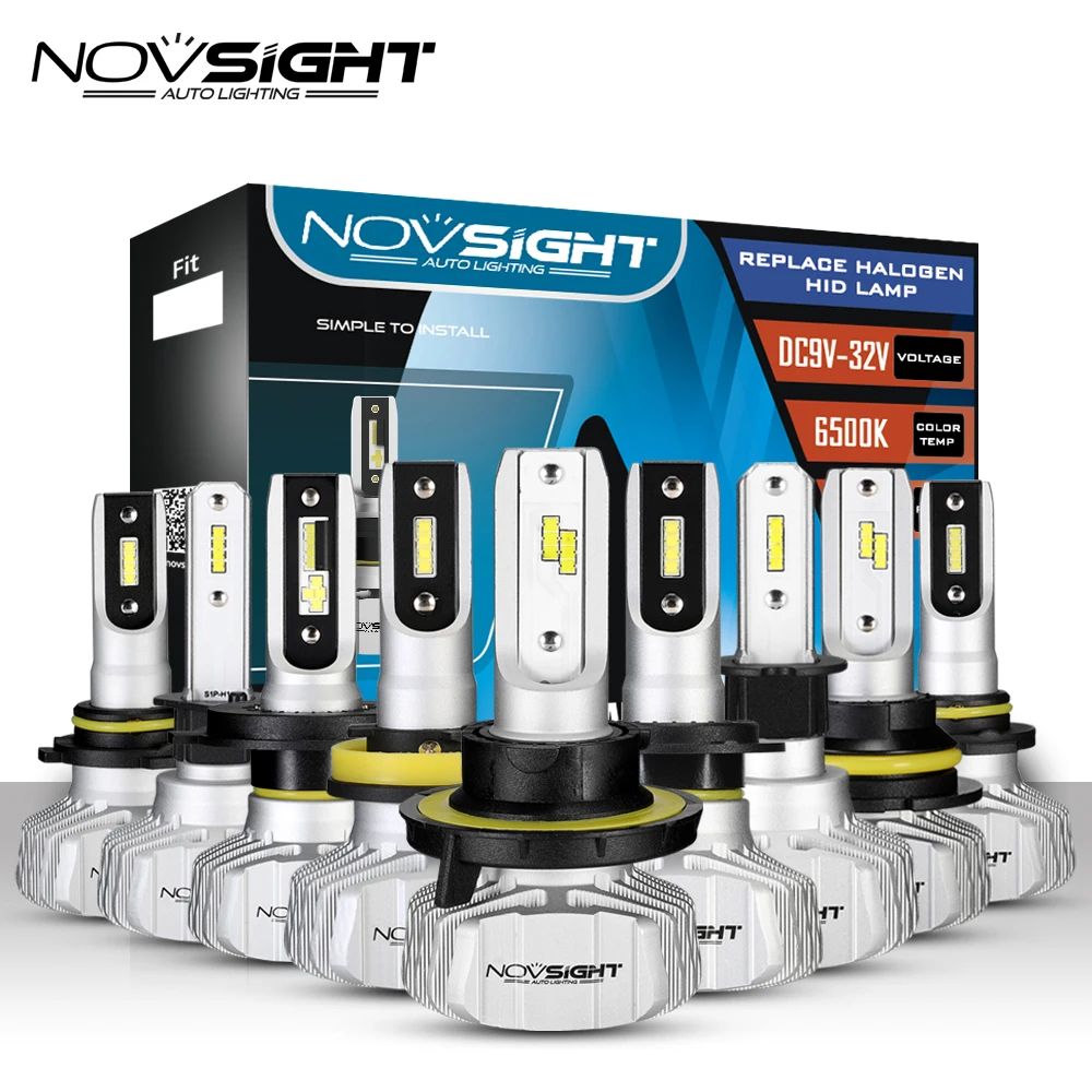 NOVSIGHT 9007 HB5 LED Headlight Bulbs,10000LM Head Lamps-Car Replacement Lights of Halogen and Xenon Kit-6500K White