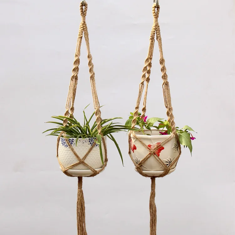 Gardening Landscaping Green Engineering Hand-woven Natural Fine Hemp String Bag Basket Meat Plant Balcony Garden