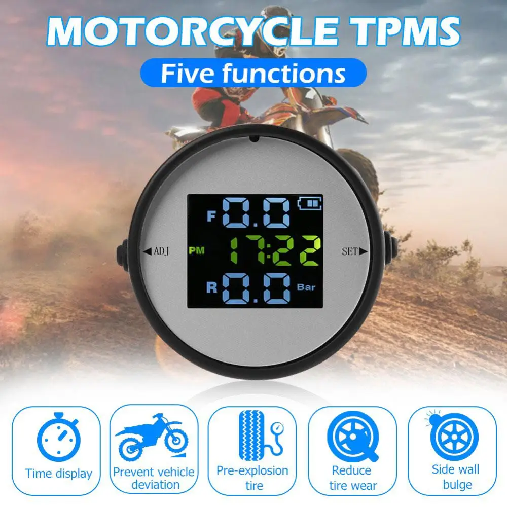 Новая система контроля давления в шинах TPMS 2 шт. Датчик USB интерфейс шины для мотоцикла контроль давления Безопасность ЖК-дисплей цветной экран
