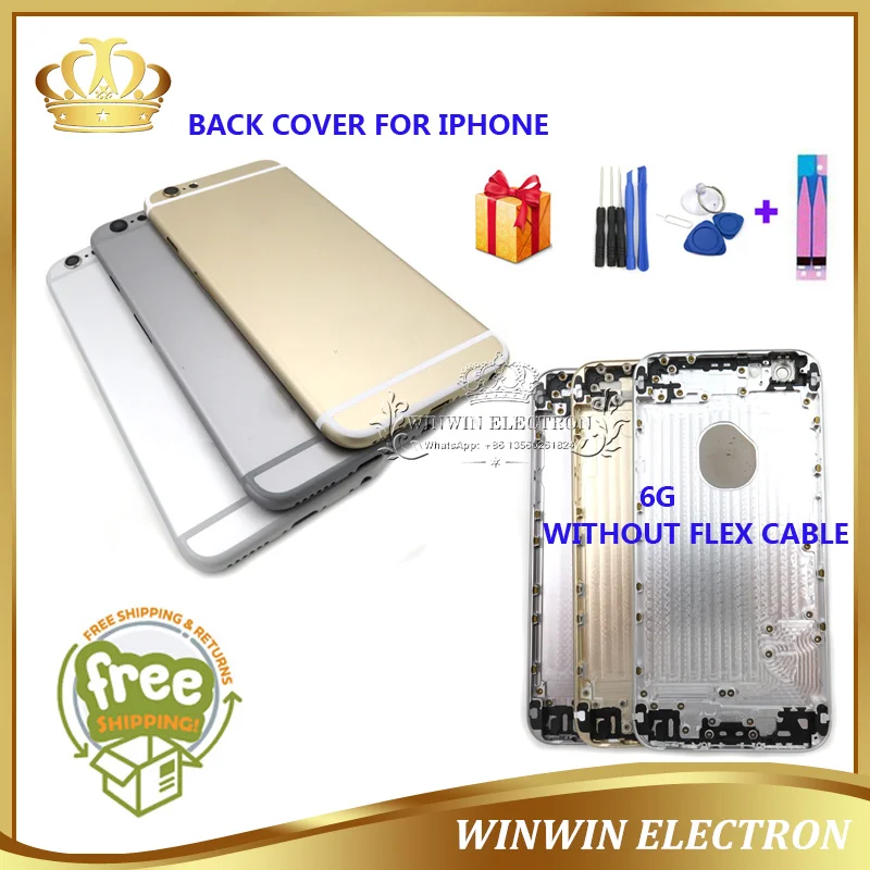 

1 PCS Good Quality Warranty Rear Battery Door Back Cover for iphone 6G Chassis Housing Middle Frame with Card Tray Buttons Tools