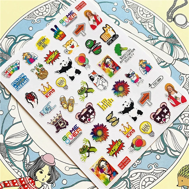 TSC-293 TSC-287 Japanese cartoon anime clown character 3D Back glue Nail Art Stickers Decals Sliders Nail ornament decoration TSC-084 N