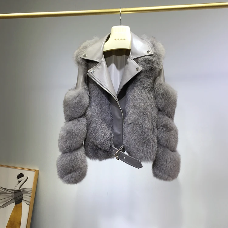 Натуральный Лисий мех пальто из натуральной кожи куртка овчины натуральный мех пальто женская зимняя теплая Женская Новая мода