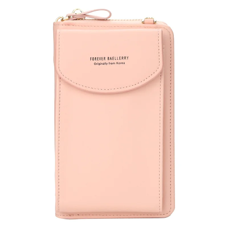 Модная женская маленькая сумочка женский удлиненный кошелек монета мобильный телефон сумка через плечо в Macaron цветах - Цвет: light pink