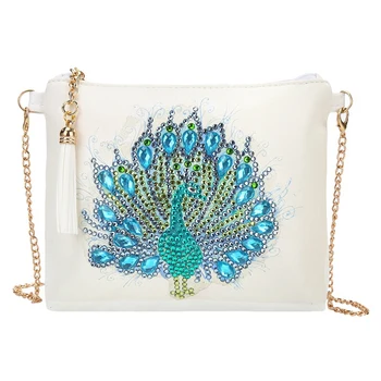 

5D DIY Diamond Painting Peacock Pattern Leather Crossbody Chain Bags DIY Diamond Embroidery Bag Wallet