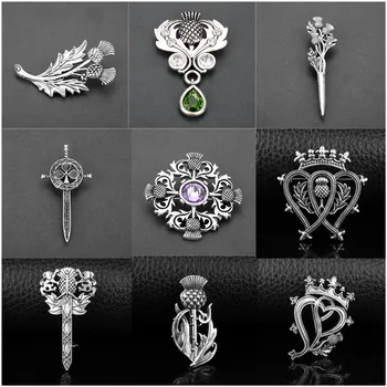 

Hot Celts Knot Brooches Viking Norse Jewelry Collar Badge Pins Outlander Scottish Thistle Brooch Pin For Men Women