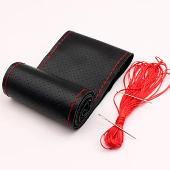 

Genuine Leather Car Steering Wheel Cover Universal For Saab 9-3 9-5 9000 93 900 95 aero 9 3 42250 42252 9-2x 9-4x 9-7x