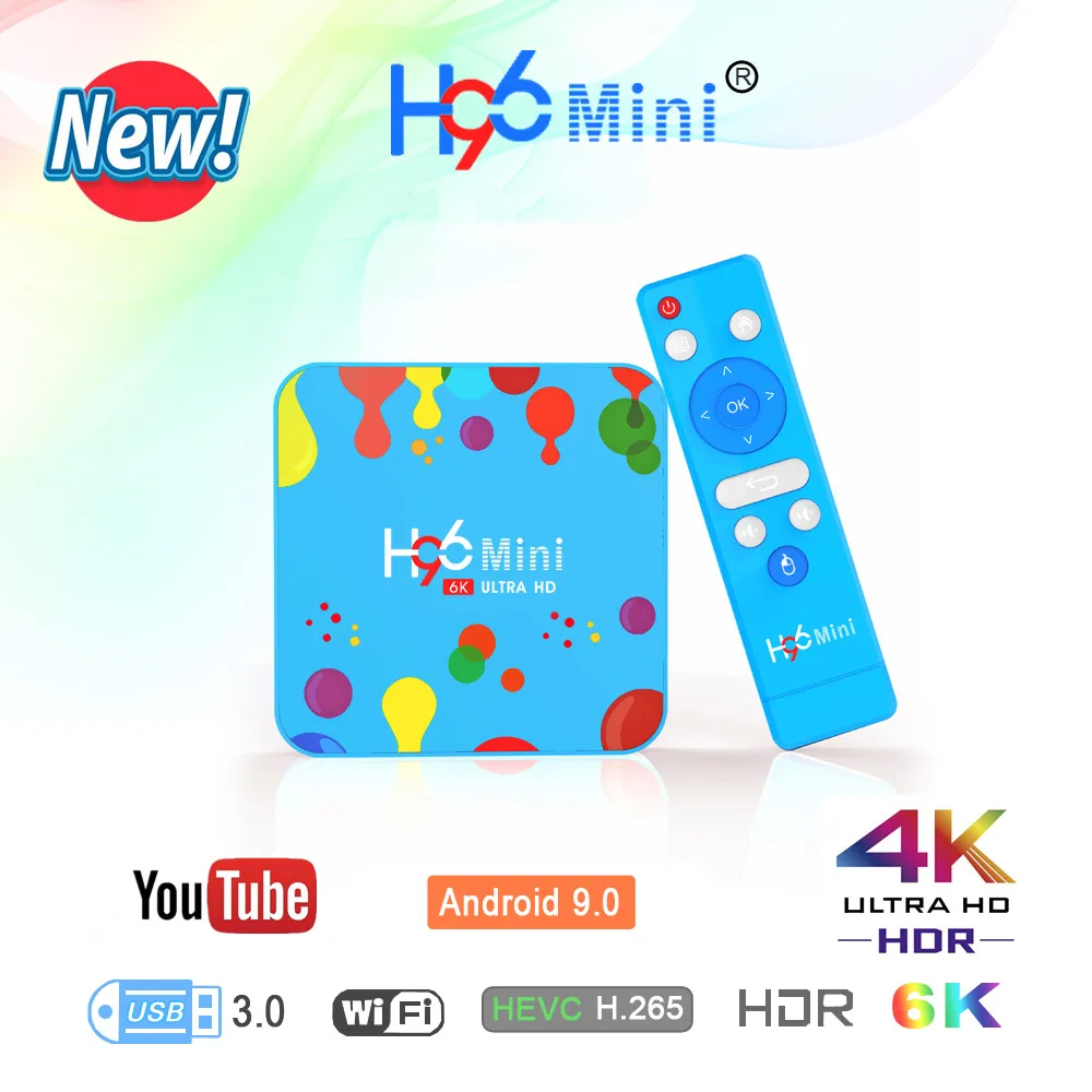 Android 9,0 H96 мини Smart tv Box Allwinner H6 4 ГБ 32 ГБ 128 Гб 4K HDR 2,4G& 5G Wifi BT4.0 USB 3,0 Airplay Netflix M3U телеприставка
