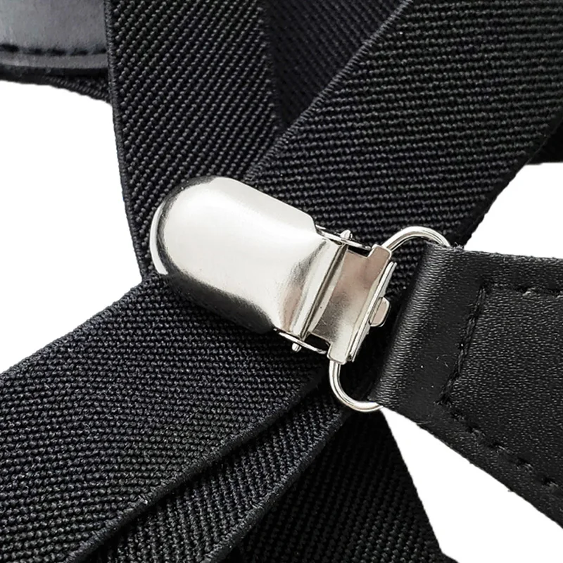 Мужские широкие регулируемые подтяжки X Back эластичные черные сверхпрочные с