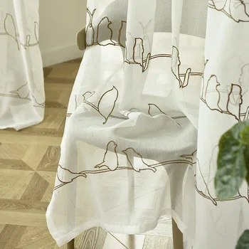 

Modern Simple Cotton Thread Flat Embroidery Window Screen Curtains for Bedroom Living Room Curtains Morden Tulle Home Decor