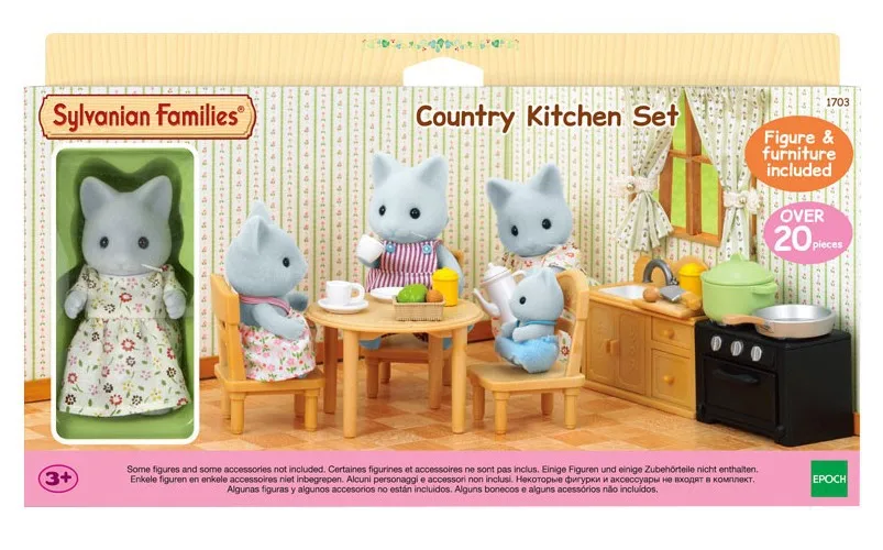 

Sylvanian Families Toy Sylvanian Families Gray Cat Mom Dining Room Case GIRL'S Play House Doll Toy 5164