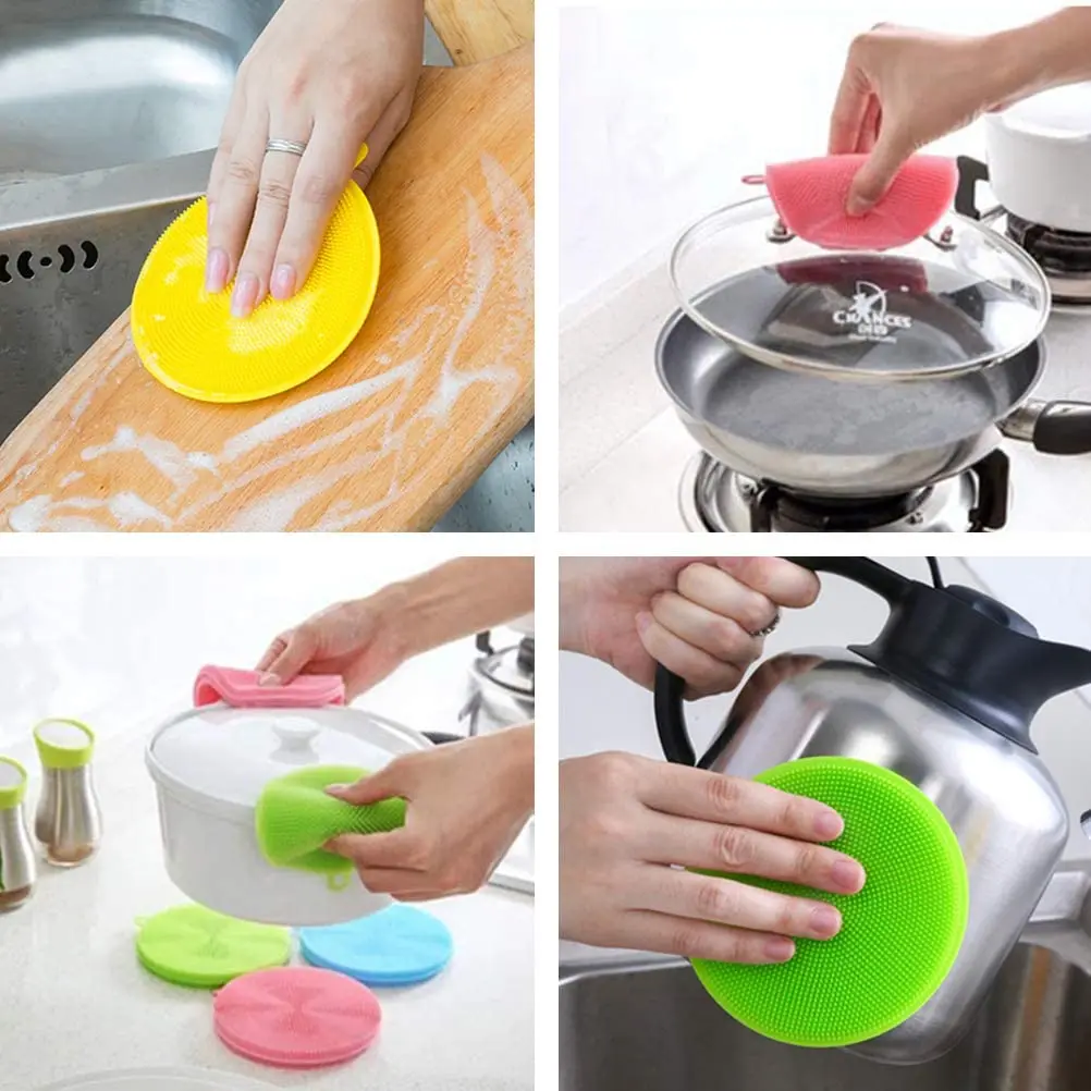 Silicone Dishwashing Brush Sponge Dish Washing Tool Kitchen Scrubber  Multipurpose Food Grade Cleaning Brush Scouring Pad - Cleaning Brushes -  AliExpress