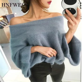 

Korean Style Women Pullovers Sweaters Sexy Off Shoulder New Ladies Sweaters Autumn and Winter 2019 Tops Female F491
