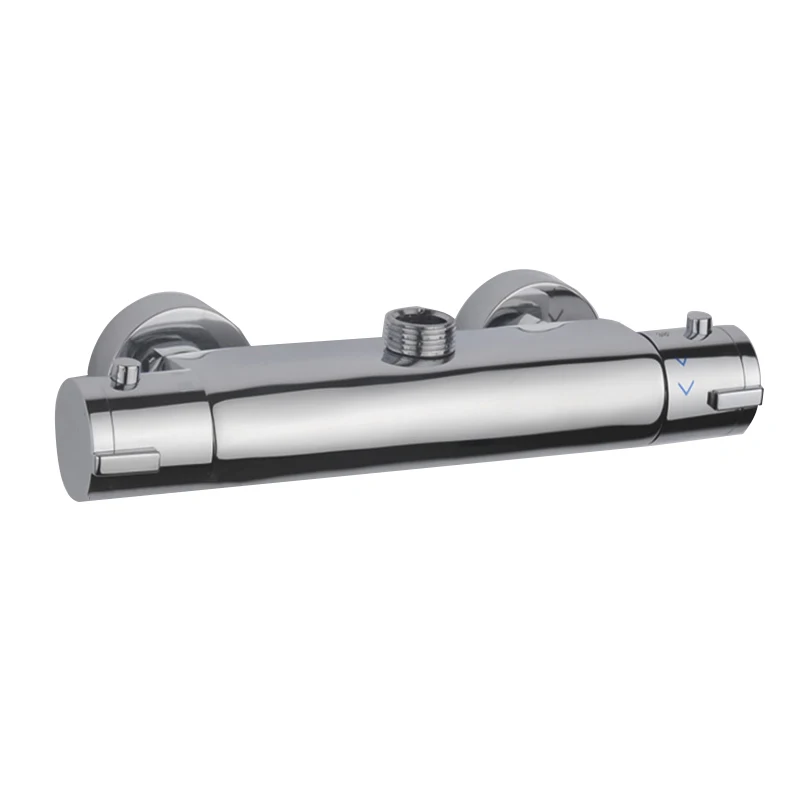 

Wall Mounted Mixer Valve Tap Twin Outlet Bath Shower Faucet Thermostatic Faucet Temperature Control Rain Shower Chrome Bathroom